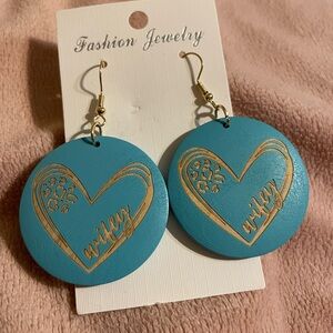 Fashion Jewelry Blue Heart Earrings